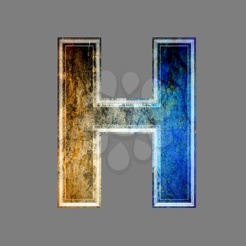 grunge 3d  letter isolated on grey background - H