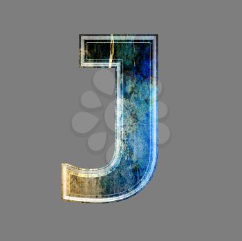 grunge 3d  letter isolated on grey background - J