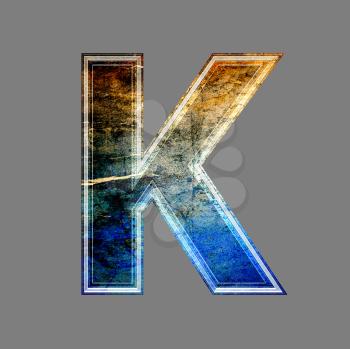 grunge 3d  letter isolated on grey background - K