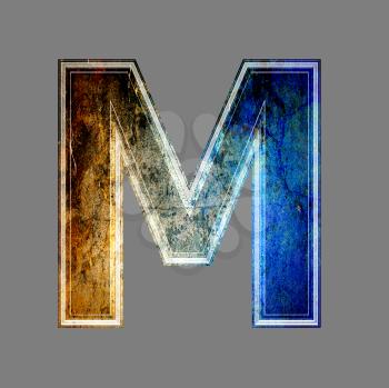 grunge 3d  letter isolated on grey background - M