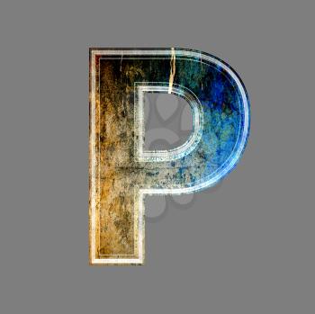 grunge 3d  letter isolated on grey background - P