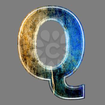 grunge 3d  letter isolated on grey background - Q