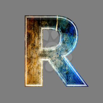 grunge 3d  letter isolated on grey background - R