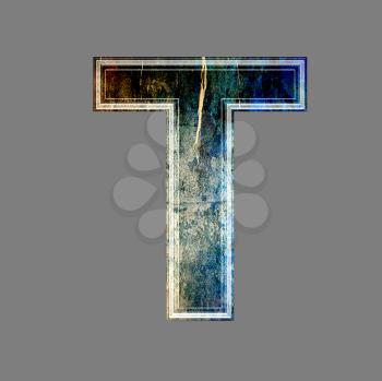 grunge 3d  letter isolated on grey background - T