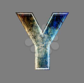 grunge 3d  letter isolated on grey background - Y