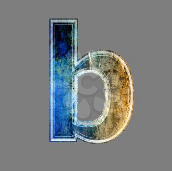 grunge 3d  letter isolated on grey background - b