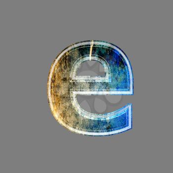 grunge 3d  letter isolated on grey background - e