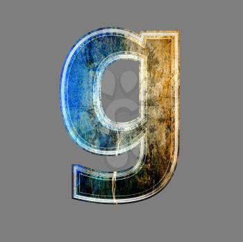 grunge 3d  letter isolated on grey background - g