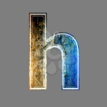 grunge 3d  letter isolated on grey background - h