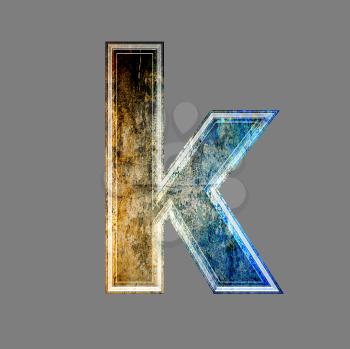 grunge 3d  letter isolated on grey background - k