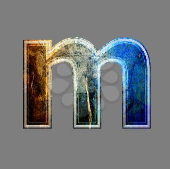 grunge 3d  letter isolated on grey background - m