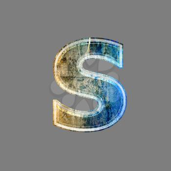 grunge 3d  letter isolated on grey background - s
