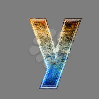 grunge 3d  letter isolated on grey background - y