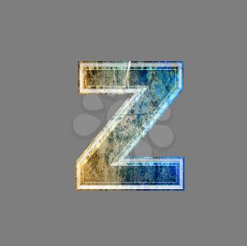 grunge 3d  letter isolated on grey background - z