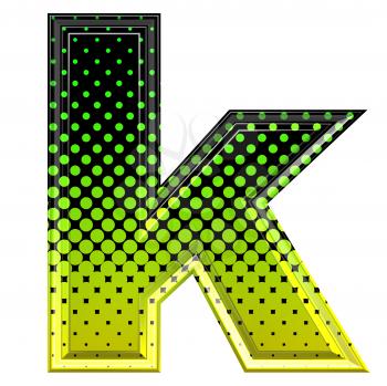 Halftone 3d lower-case letter k