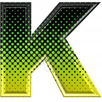 Halftone 3d upper-case letter k