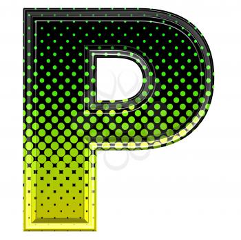 Halftone 3d upper-case letter p
