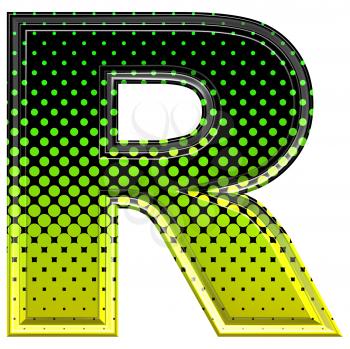 Halftone 3d upper-case letter r