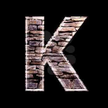 Stone wall 3d letter k