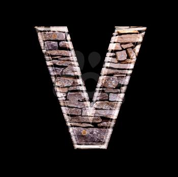 Stone wall 3d letter v