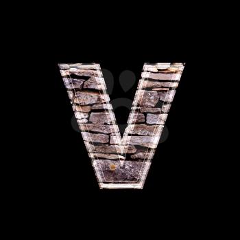 Stone wall 3d letter v