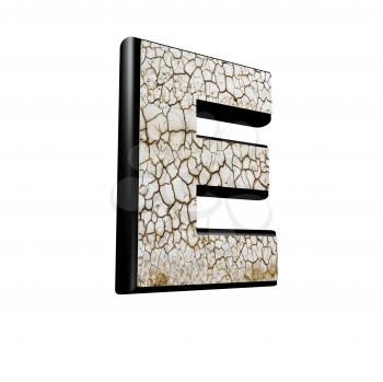 abstract 3d letter with dry ground texture - E