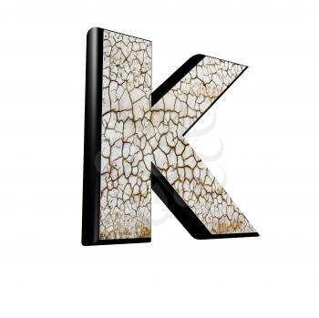 abstract 3d letter with dry ground texture - K