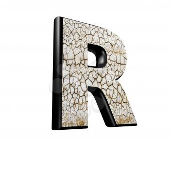 abstract 3d letter with dry ground texture - R