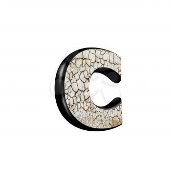 abstract 3d letter with dry ground texture - C