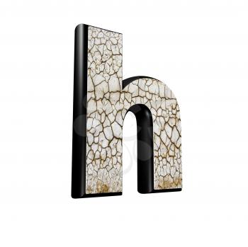 abstract 3d letter with dry ground texture - H