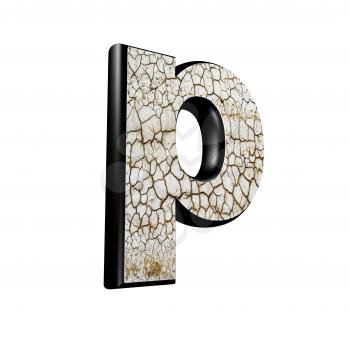 abstract 3d letter with dry ground texture - P
