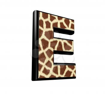 3d letter with giraffe fur texture - E