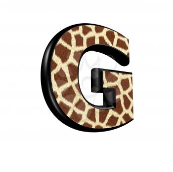 3d letter with giraffe fur texture - G