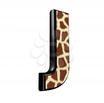 3d letter with giraffe fur texture - J