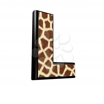 3d letter with giraffe fur texture - L