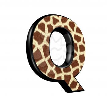 3d letter with giraffe fur texture - Q