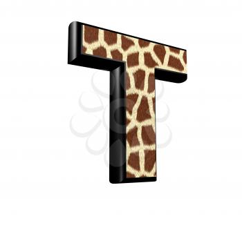 3d letter with giraffe fur texture - T