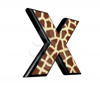 3d letter with giraffe fur texture - X
