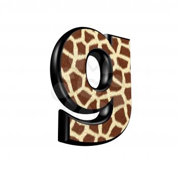 3d letter with giraffe fur texture - g