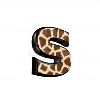 3d letter with giraffe fur texture - s