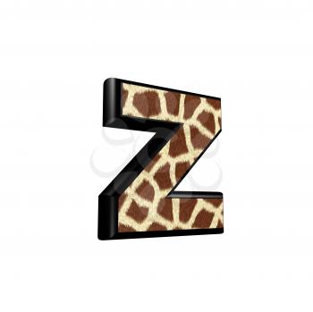 3d letter with giraffe fur texture - z