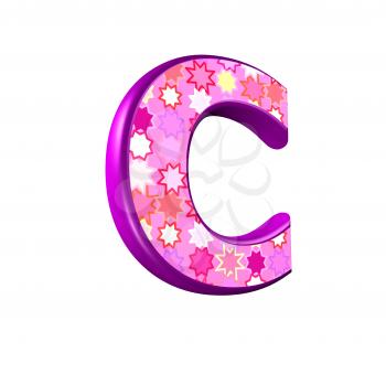 3d pink letter isolated on a white background - c