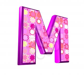 3d pink letter isolated on a white background - m