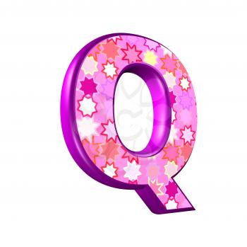 3d pink letter isolated on a white background - q