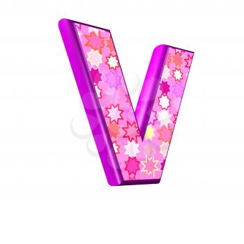 3d pink letter isolated on a white background - v