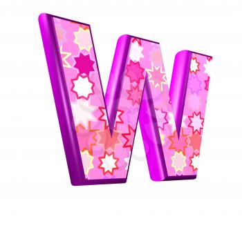 3d pink letter isolated on a white background - w