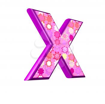 3d pink letter isolated on a white background - x