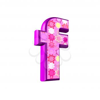 3d pink letter isolated on a white background - f