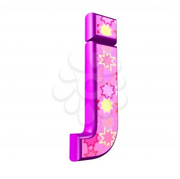 3d pink letter isolated on a white background - j
