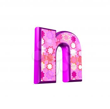 3d pink letter isolated on a white background - n
